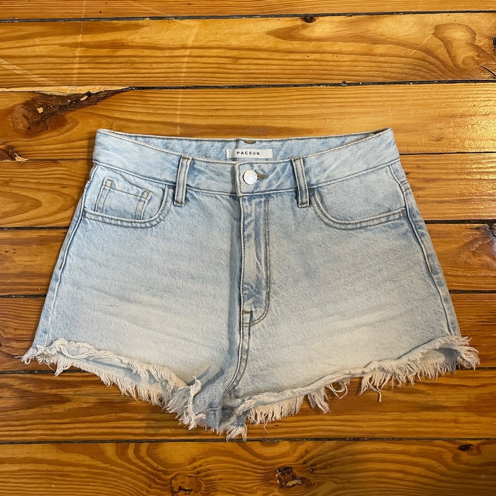 PacSun light blue high waisted denim festival shorts size 25